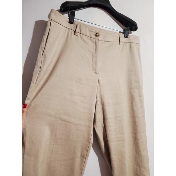 J. Jill Linen Stretch Straight Leg Crop Pants Womens Size 14 Ivory Cream Sand - Picture 3 of 11
